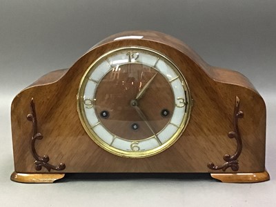 Lot 448 - WALNUT MANTEL CLOCK