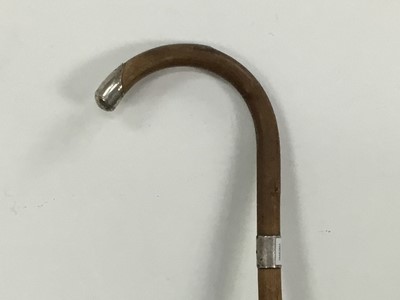 Lot 476 - SILVER TOPPED WOODEN WALKING STICK