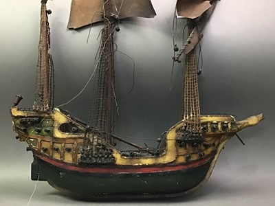 Lot 586 - MODEL WOOD GALLEON