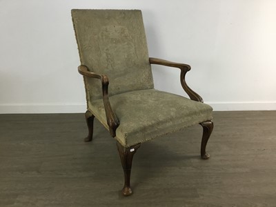 Lot 498 - GEORGE III STYLE MAHOGANY LIBRARY ARMCHAIR