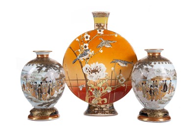 Lot 1193 - PAIR OF JAPANESE SATSUMA VASES