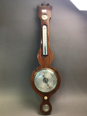 Lot 531 - MAHOGANY BANJO BAROMETER