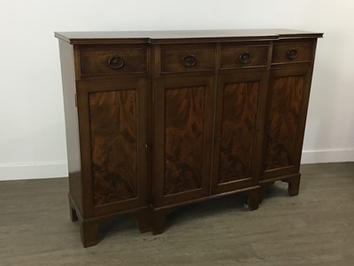 Lot 545 - MAHOGANY BREAKFRONT GLASS FRONTED CABINET/BOOK CASE