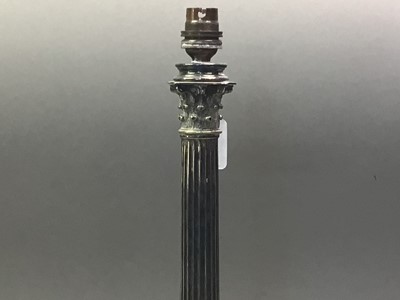 Lot 542A - SILVER PLATED CORINTHIAN COLUMN TABLE LAMP