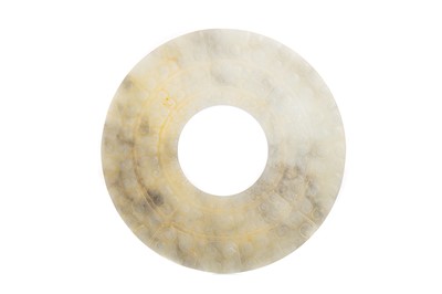 Lot 1196 - CHINESE CELADON JADE BI DISC