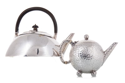 Lot 426 - SILVER PLATED TEAPOT IN THE MANNER OF DR. CHRISTOPHER DRESSER