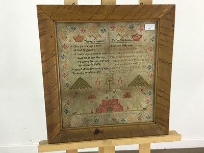 Lot 647 - VICTORIAN NEEDLEWORK SAMPLER