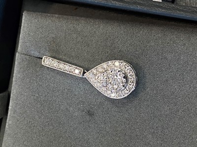 Lot 760 - PAIR OF DIAMOND DROP EARRINGS