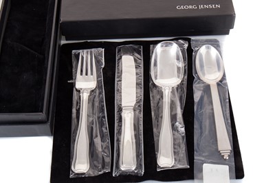 Lot 116 - GEORG JENSEN, SILVER 'OLD DANISH' PATTERN KNIFE, FORK AND SPOON SET