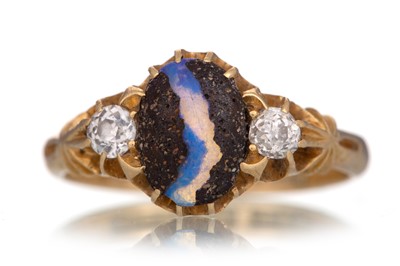 Lot 414 - UNUSUAL OPAL AND DIAMOND RING