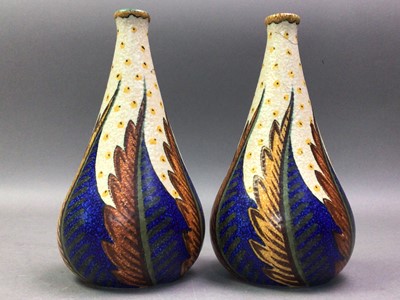 Lot 684 - PAIR OF GOUDA VASES