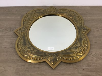 Lot 433 - SCOTTISH CELTIC REVIVAL BRASS WALL MIRROR