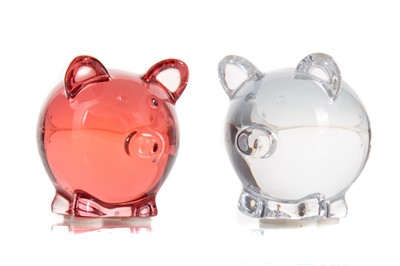 Lot 449 - BACCARAT FRANCE, TWO CRYSTAL PIG SCULPTURES