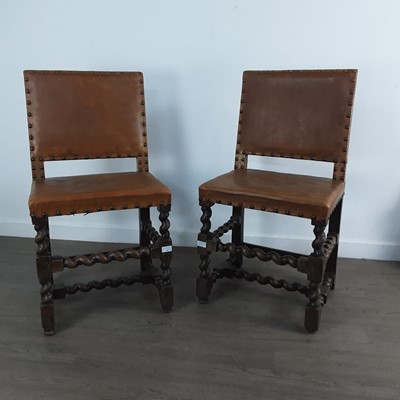 Lot 68 - GEORGE III OAK FRAMED HALL CHAIRS