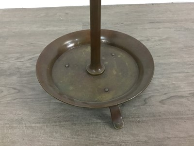 Lot 452 - PATINATED BRASS FLOORSTANDING PRICKET CANDLESTICK