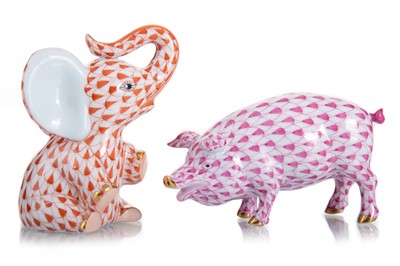 Lot 274 - HEREND PORCELAIN, TWO ANIMAL FIGURES