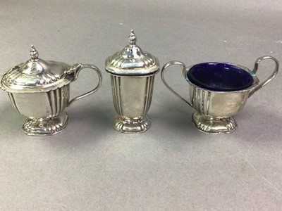 Lot 149 - SILVER THREE PIECE CRUET