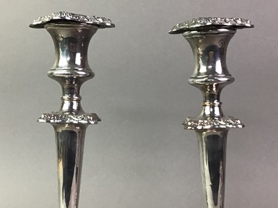 Lot 152 - PAIR OF SILVER PLATED CANDLESTICKS