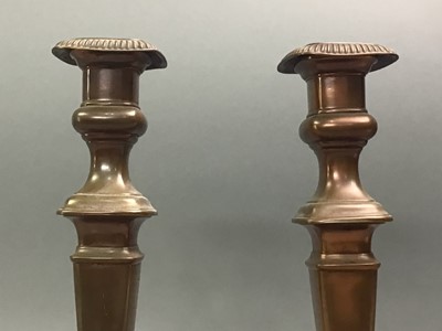 Lot 168 - PAIR OF COPPER PLATED CANDLESTICKS