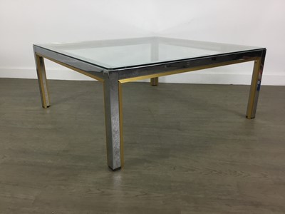 Lot 178 - CHROME AND GLASS COFFEE TABLE AND A MATCHING CABINET