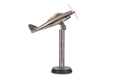 Lot 536 - POLISHED CHROME DESKTOP MODEL OF A SPITFIRE