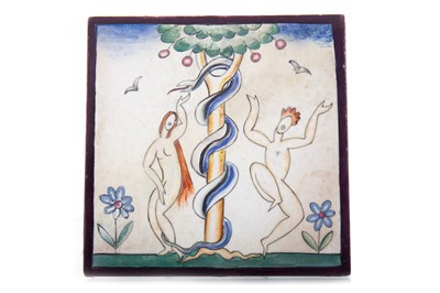 Lot 475 - GIO PONTI (ITALIAN, 1891-1979) FOR RICHARD GINORI, ADAM & EVE POTTERY TILE