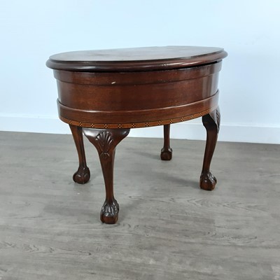 Lot 208 - EDWARDIAN STYLE INLAID MAHOGANY SEWING TABLE