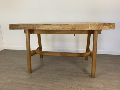 Lot 466 - OAK LIVE EDGE TRESTLE TABLE