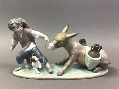 Lot 211 - LLADRO GROUP OF A BOY AND DONKEY