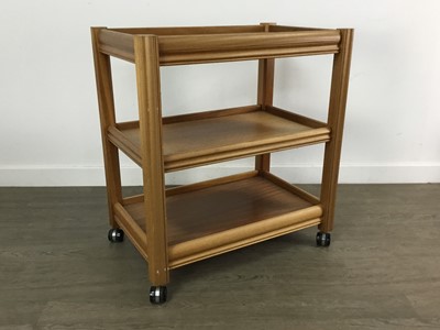 Lot 221 - MID CENTURY TEAK THREE TIER TROLLEY