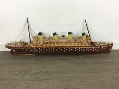 Lot 222 - WOODEN MODEL OF A SHIP