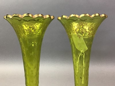 Lot 193 - PAIR OF COLOURED GLASS VASES