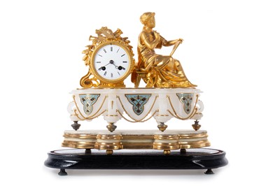 Lot 608 - FRENCH ONYX MANTEL CLOCK