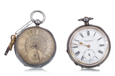 Lot 821 - TWO SILVER CASED POCKET WATCHES