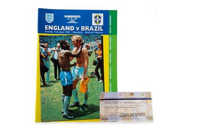 Lot 1513 - PELE, DOUBLE SIGNED ENGLAND V. BRAZIL PROGRAMME