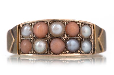 Lot 424 - PEARL AND CORAL RING