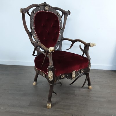 Lot 764 - VICTORIAN ANTLER 'THRONE' CHAIR