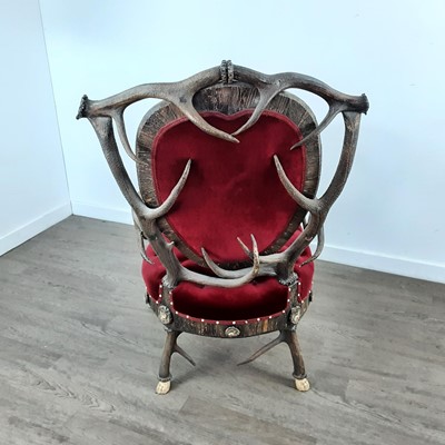 Lot 764 - VICTORIAN ANTLER 'THRONE' CHAIR