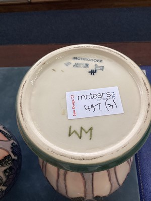 Lot 497 - SALLY TUFFIN FOR MOORCROFT POTTERY, TWO 'CLUNY' PATTERN VASES