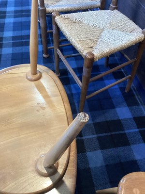 Lot 506 - ERCOL, NEST OF THREE MODEL 354 'PEBBLE' ELM TABLES