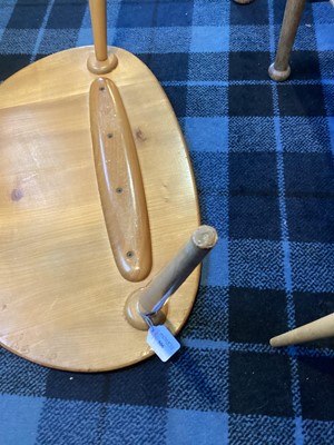 Lot 506 - ERCOL, NEST OF THREE MODEL 354 'PEBBLE' ELM TABLES