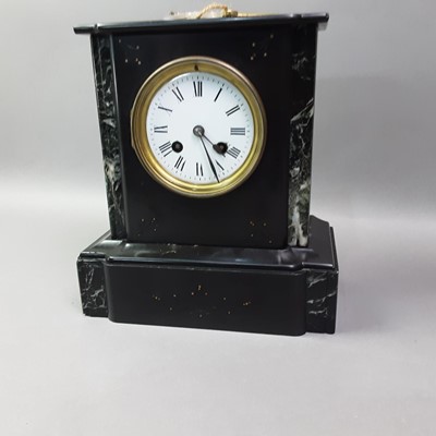 Lot 350 - BLACK SLATE MANTEL CLOCK