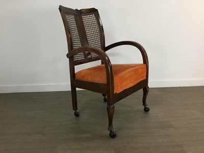 Lot 358 - STAINED BEECH ARMCHAIR