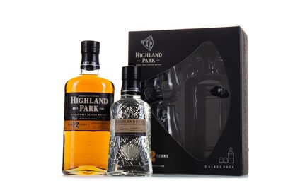 Lot 187 - HIGHLAND PARK 12 YEAR OLD GIFT SET WITH GLASSES AND NEW MAKE SPIRIT DRINK 35CL