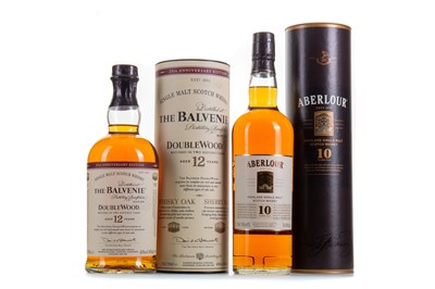Lot 242 - BALVENIE 12 YEAR OLD DOUBLEWOOD 25TH ANNIVERSARY AND ABERLOUR 10 YEAR OLD