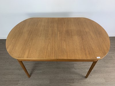 Lot 404 - NATHAN FURNITURE, TEAK EXTENDING DINING TABLE AND SIX CHAIRS