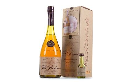 Lot 262 - BALVENIE 10 YEAR OLD FOUNDER'S RESERVE COGNAC BOTTLE WITH BARREL SPIRIT MEASURE AND MINIATURE