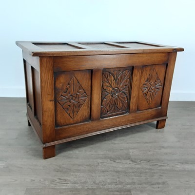 Lot 391 - OAK PANELLED BLANKET CHEST