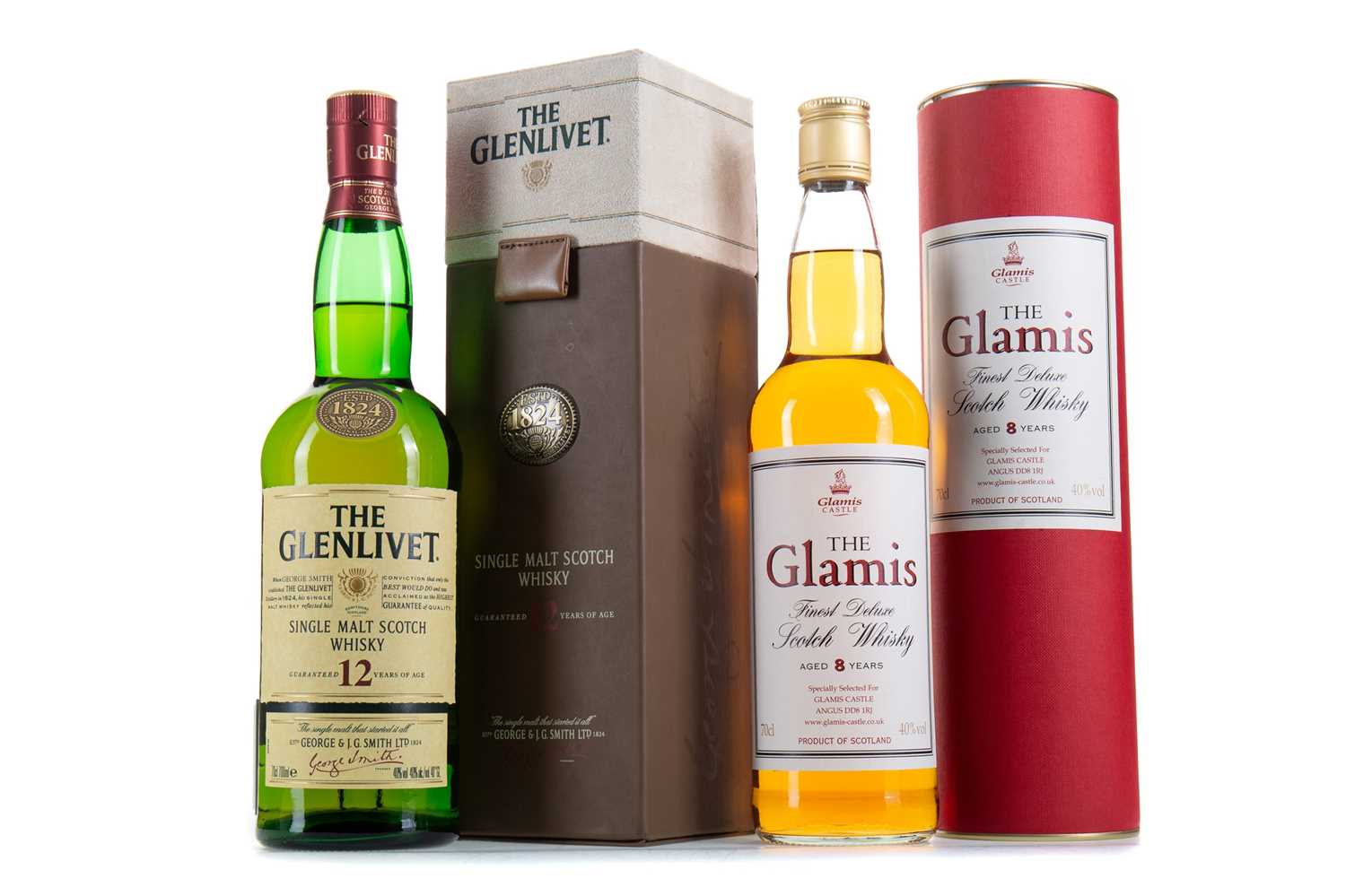 Lot 41 - GLENLIVET 12 YEAR OLD AND GLAMIS CASTLE 8 YEAR OLD