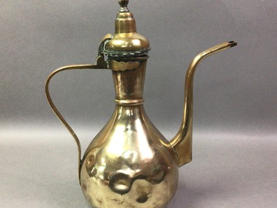 Lot 414 - OTTOMAN BRASS EWER AND BASIN